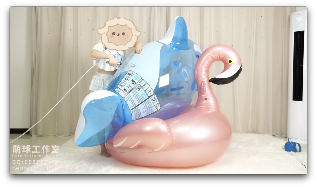 【オーダーメイド動画】猫猫餅水着POPシロナガスクジラpvc&フラミンゴpvc(熱膨張軟化)