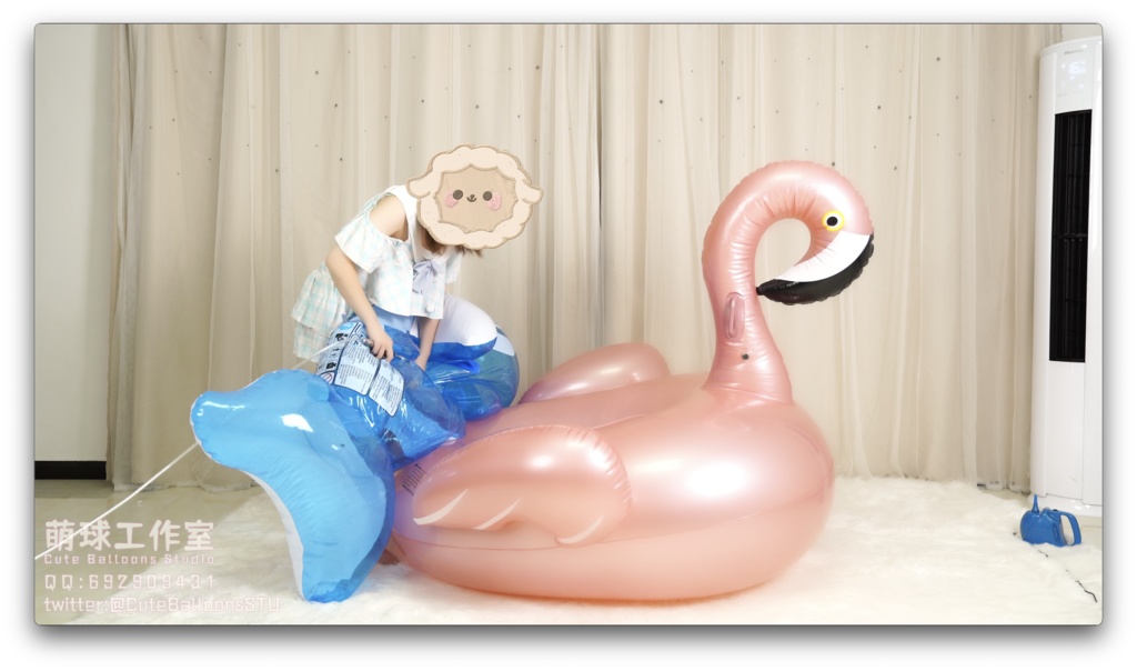 【オーダーメイド動画】猫猫餅水着POPシロナガスクジラpvc&フラミンゴpvc(熱膨張軟化)