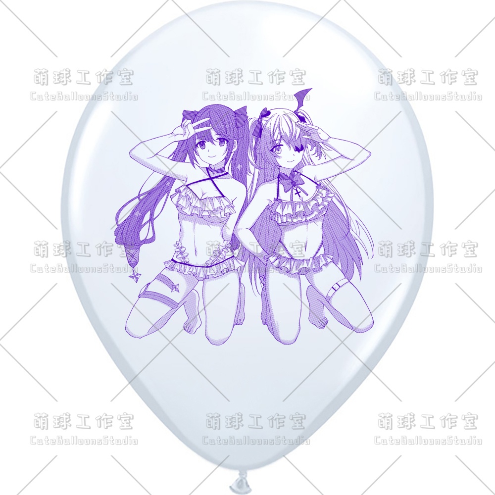 【多サイズの風船の印刷】女の子二人です