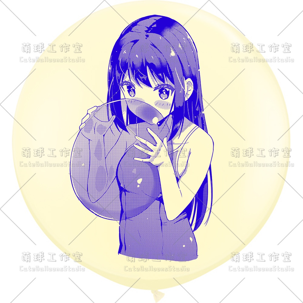 【風船ギフトボックスの印刷】水着の女の子が風船を吹く