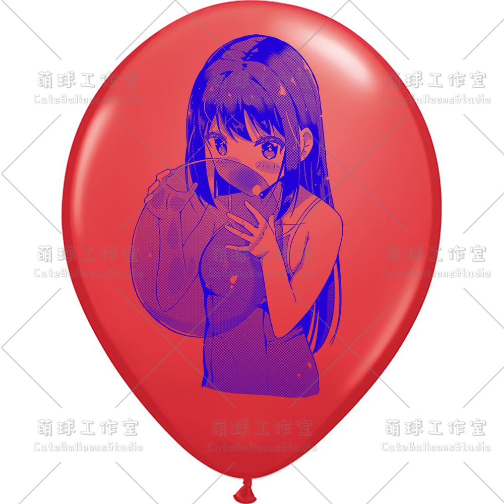 【風船ギフトボックスの印刷】水着の女の子が風船を吹く