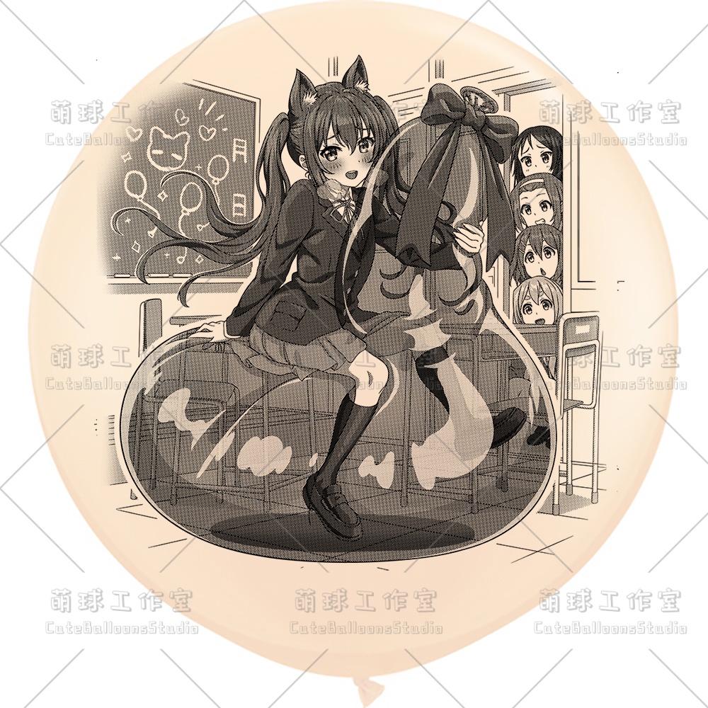 【現物】覗かれた風船乗りの女の子(ブラックインキ)(B5-01)