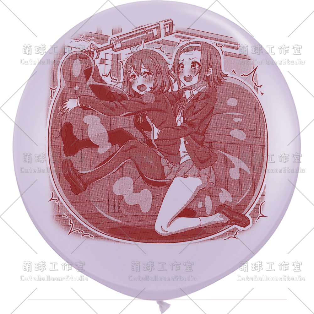 【現物】練習室でGL風船に乗る女の子(ブラウンインキ)(B4-06)