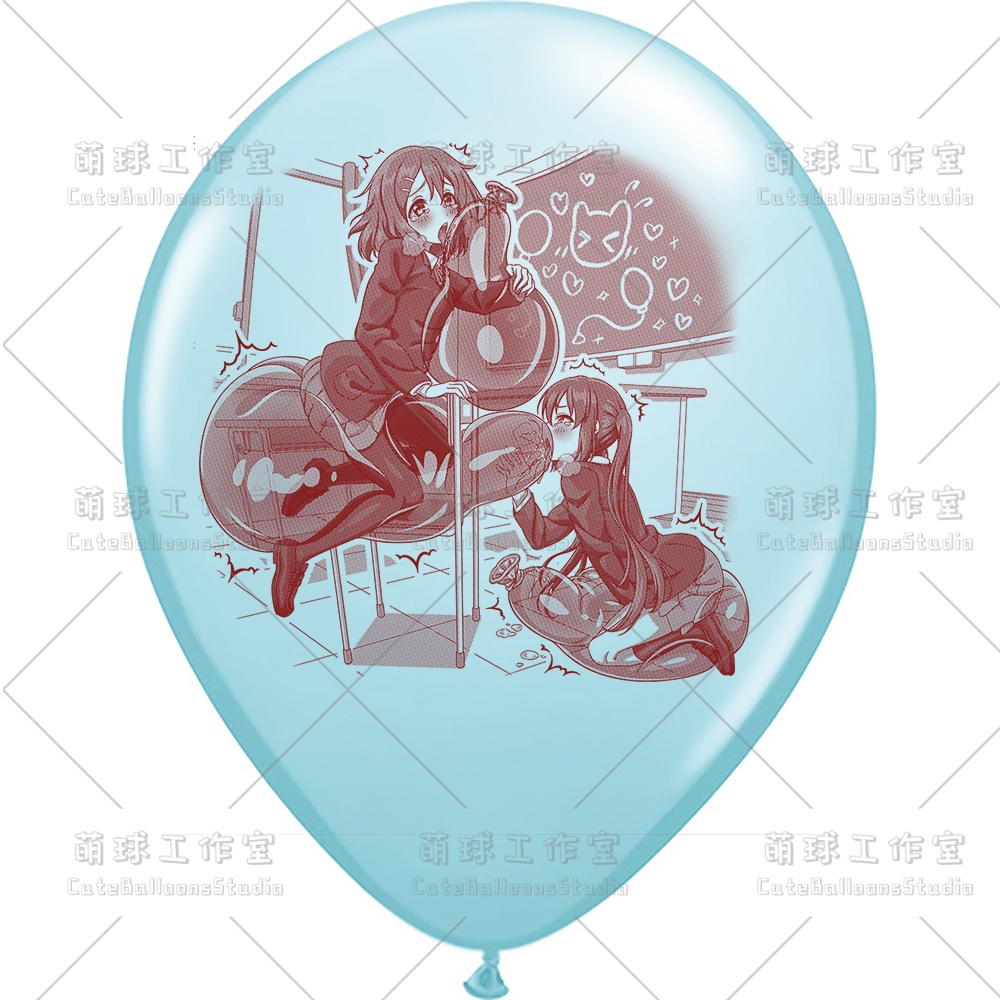 【現物】教室の椅子で風船遊びをする女の子(ブラウンインキ)(C1-05)