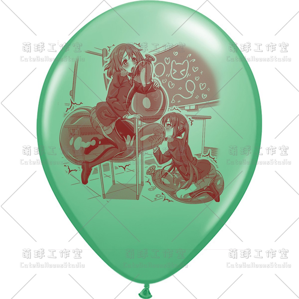 【現物】教室の椅子で風船遊びをする女の子(ブラウンインキ)(C1-05)