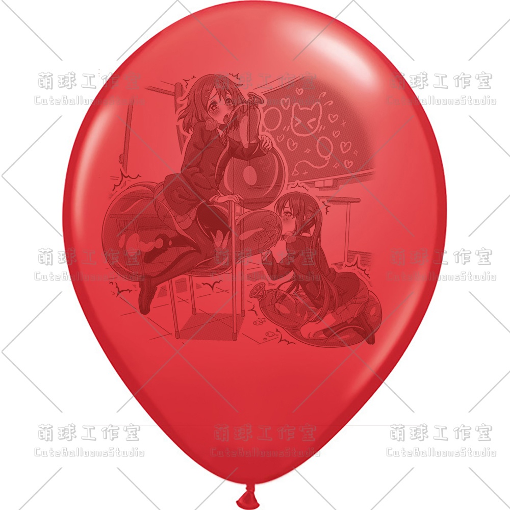 【現物】教室の椅子で風船遊びをする女の子(ブラウンインキ)(C1-05)