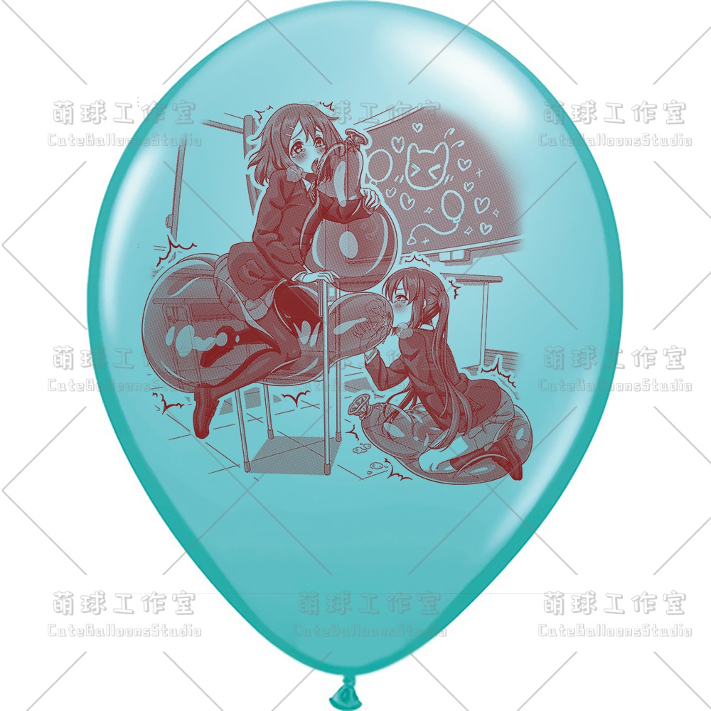 【現物】教室の椅子で風船遊びをする女の子(ブラウンインキ)(C1-05)