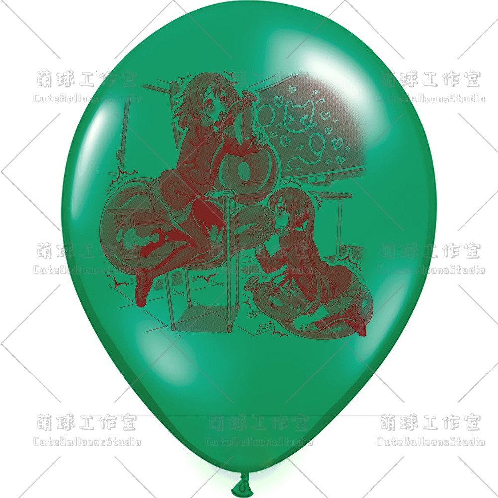 【現物】教室の椅子で風船遊びをする女の子(ブラウンインキ)(C1-05)