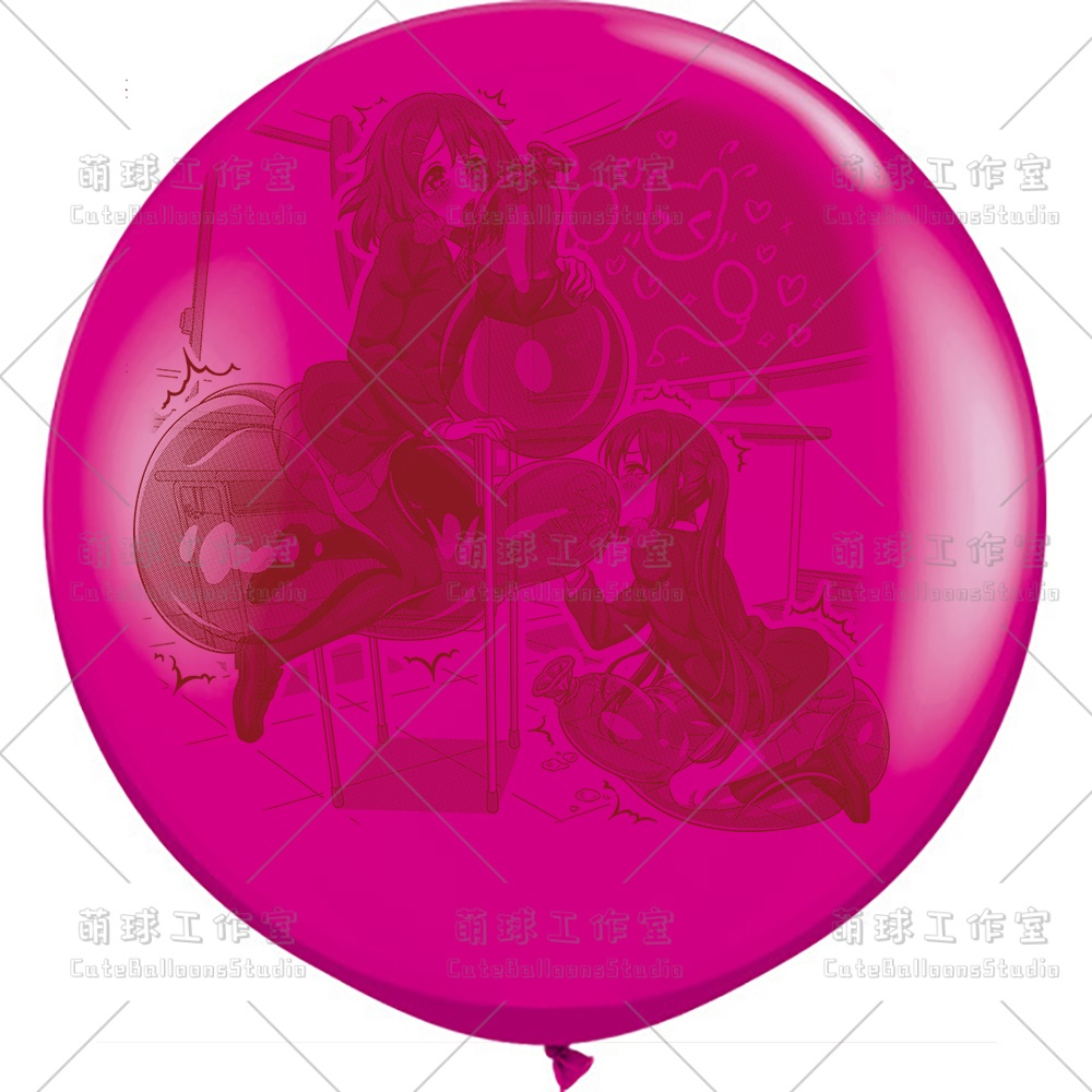 【現物】教室の椅子で風船遊びをする女の子(ブラウンインキ)(C1-05)