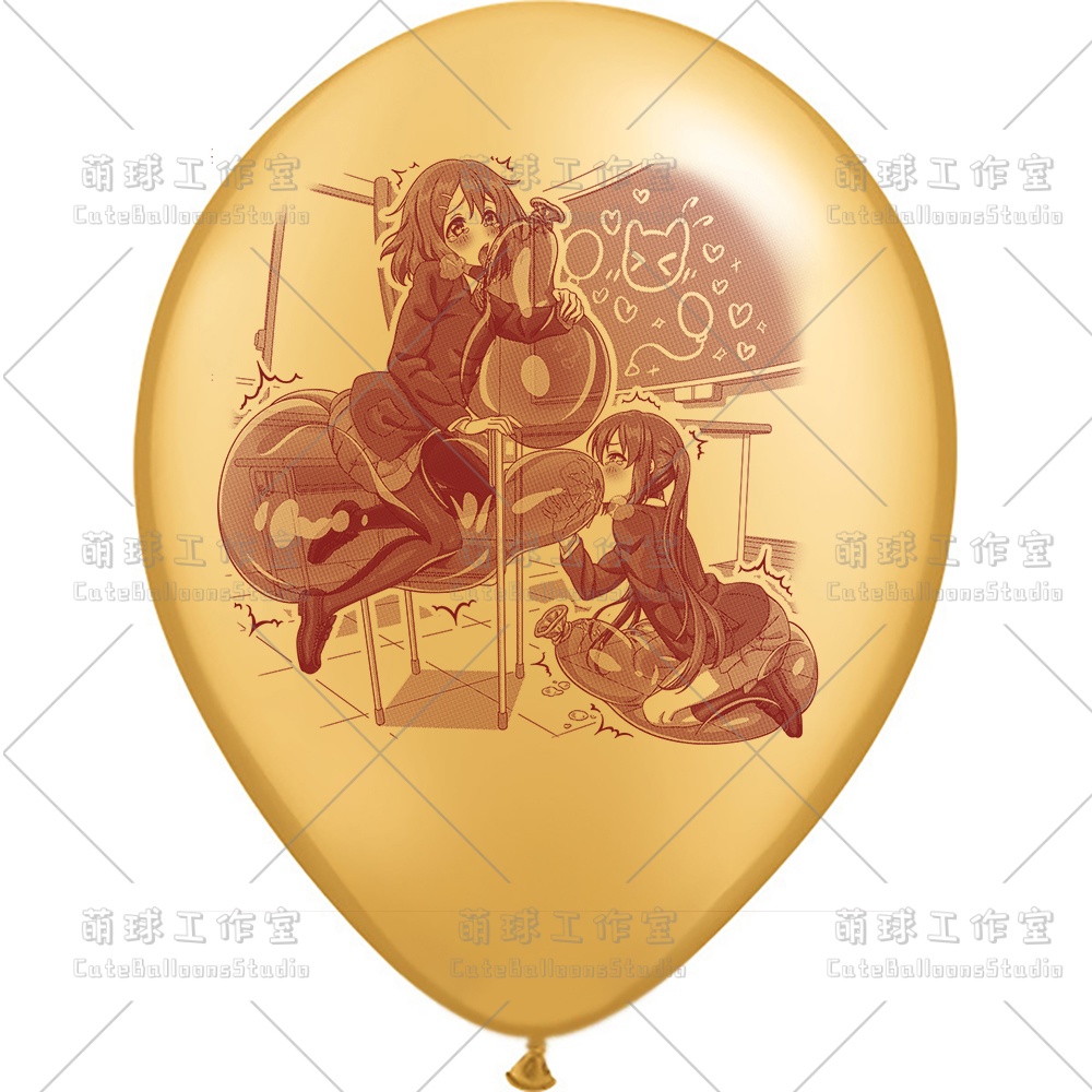 【現物】教室の椅子で風船遊びをする女の子(ブラウンインキ)(C1-05)