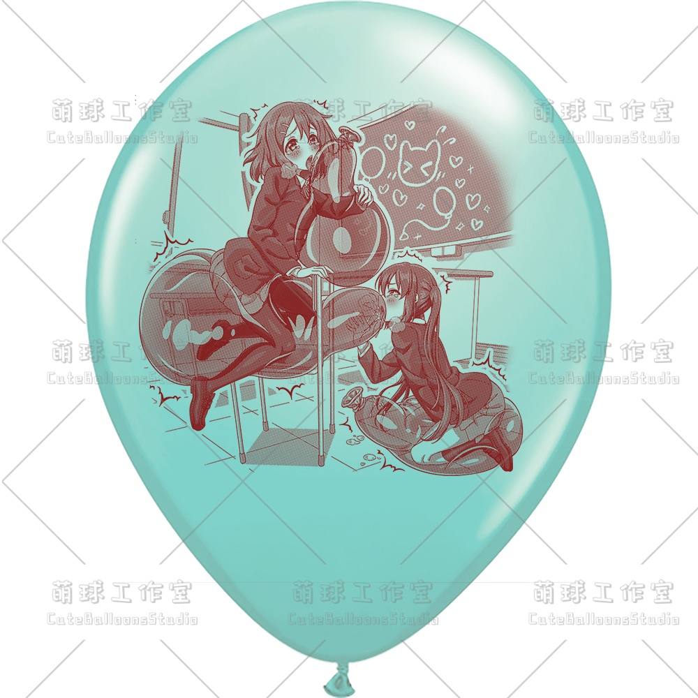 【現物】教室の椅子で風船遊びをする女の子(ブラウンインキ)(C1-05)