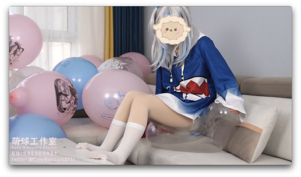 小さなサメが風船で部屋一杯になるまで膨らませる(QL16&QL18 * 65)