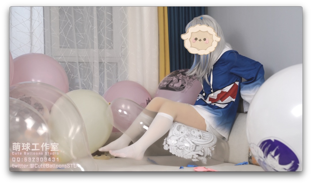 小さなサメが風船で部屋一杯になるまで膨らませる(QL16&QL18 * 65)