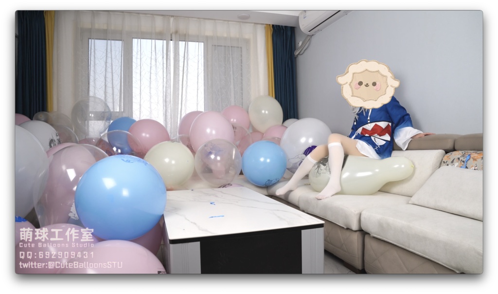 小さなサメが風船で部屋一杯になるまで膨らませる(QL16&QL18 * 65)