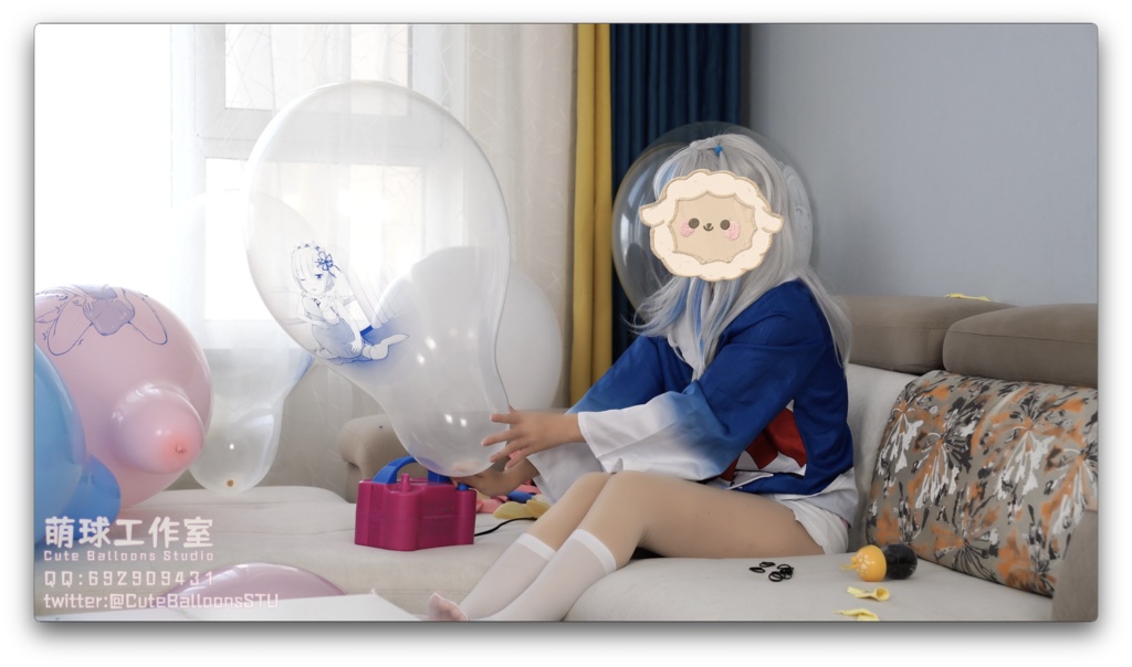 小さなサメが風船で部屋一杯になるまで膨らませる(QL16&QL18 * 65)