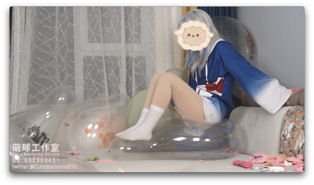 小さなサメが風船で部屋一杯になるまで膨らませる(QL16&QL18 * 65)