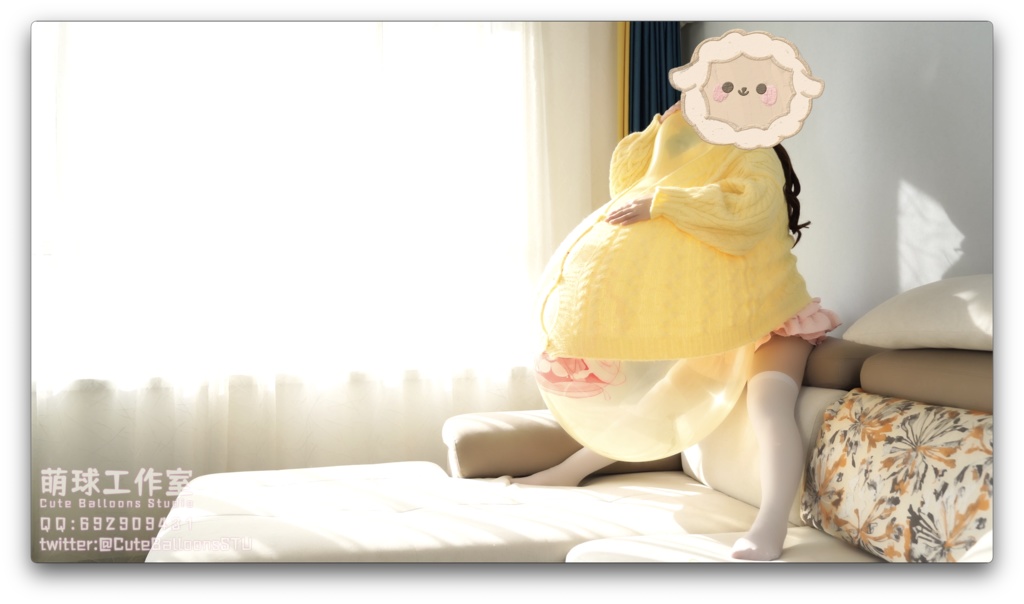 悠香の服の中に風船を入れ、R24Sを口で吹いて、限界まで破裂するまで