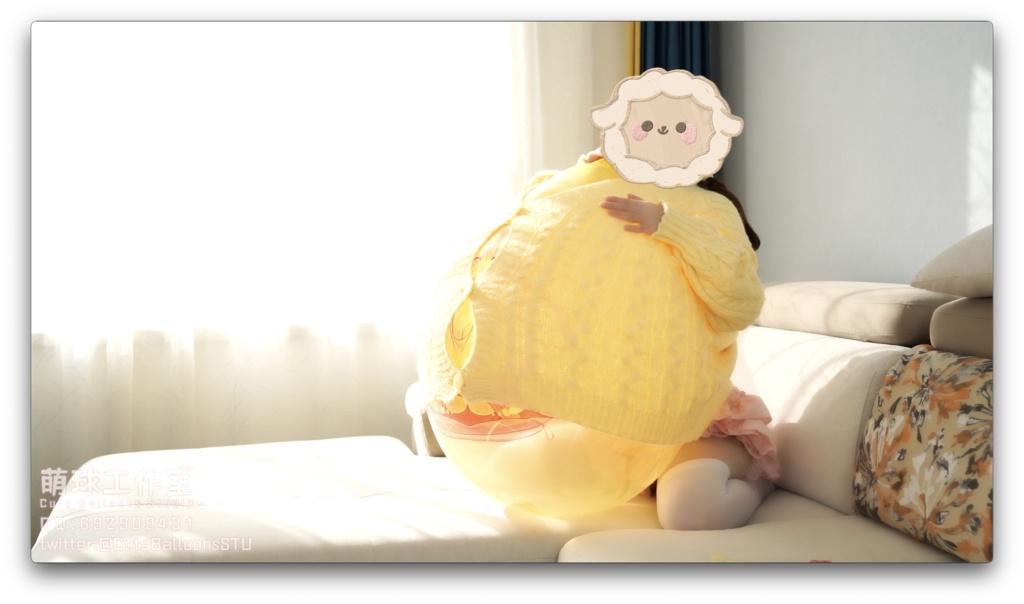 悠香の服の中に風船を入れ、R24Sを口で吹いて、限界まで破裂するまで