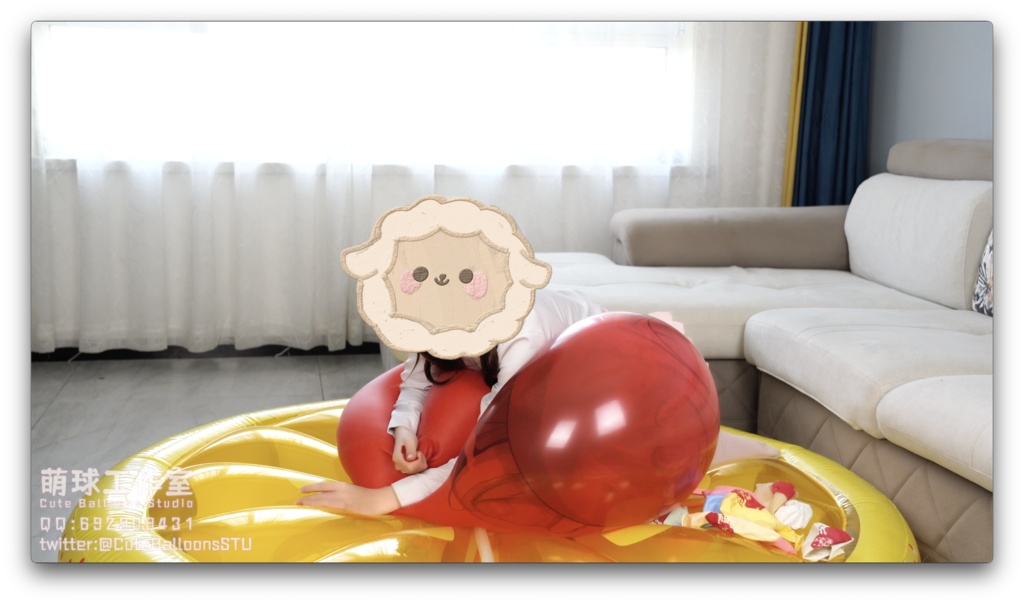 悠香国産72インチ気象気球が極限まで膨張し最終的に破裂(風船にはアニメの絵柄が印刷されている)