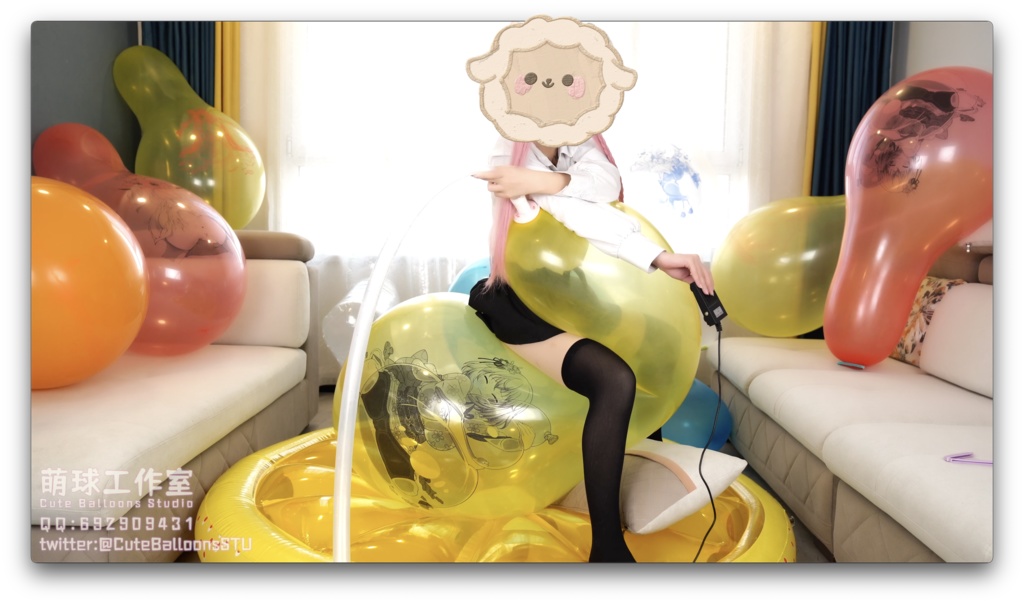 12個のCT32Lアニメプリント風船が破裂するまで充填されました。(空気充填部1.5時間、POP部2時間)