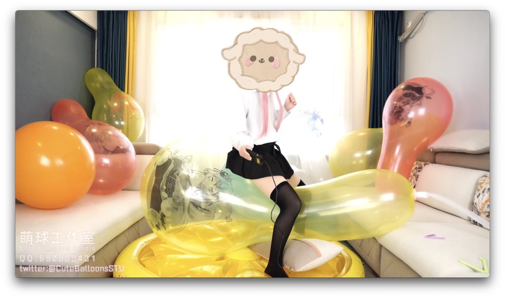 12個のCT32Lアニメプリント風船が破裂するまで充填されました。(空気充填部1.5時間、POP部2時間)