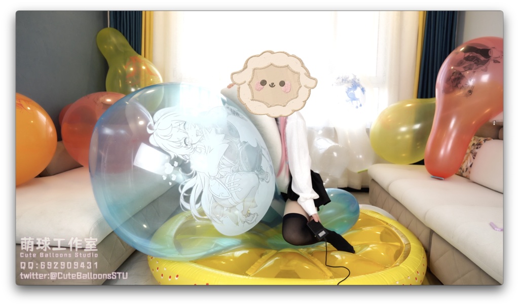 12個のCT32Lアニメプリント風船が破裂するまで充填されました。(空気充填部1.5時間、POP部2時間)