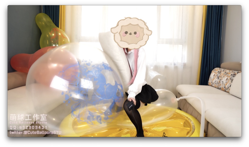 12個のCT32Lアニメプリント風船が破裂するまで充填されました。(空気充填部1.5時間、POP部2時間)