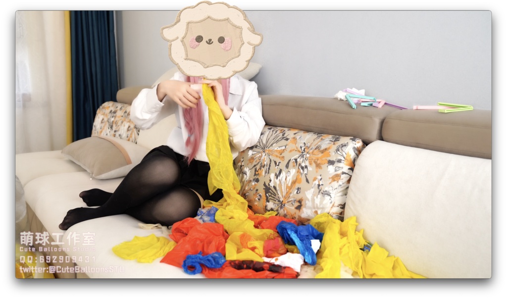 12個のCT32Lアニメプリント風船が破裂するまで充填されました。(空気充填部1.5時間、POP部2時間)