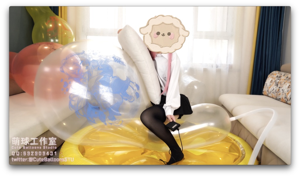 12個のCT32Lアニメプリント風船が破裂するまで充填されました。(空気充填部1.5時間、POP部2時間)