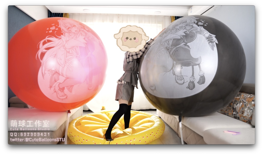 甘雨模様の72インチ気象気球に破裂するまで空気を入れる