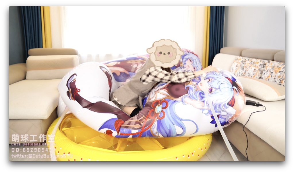 続編:修理された甘雨抱き枕は、完全に引き裂かれるまで空気を入れ続けた