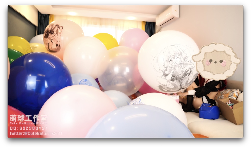 110個のアニメのプリント風船を刺しました