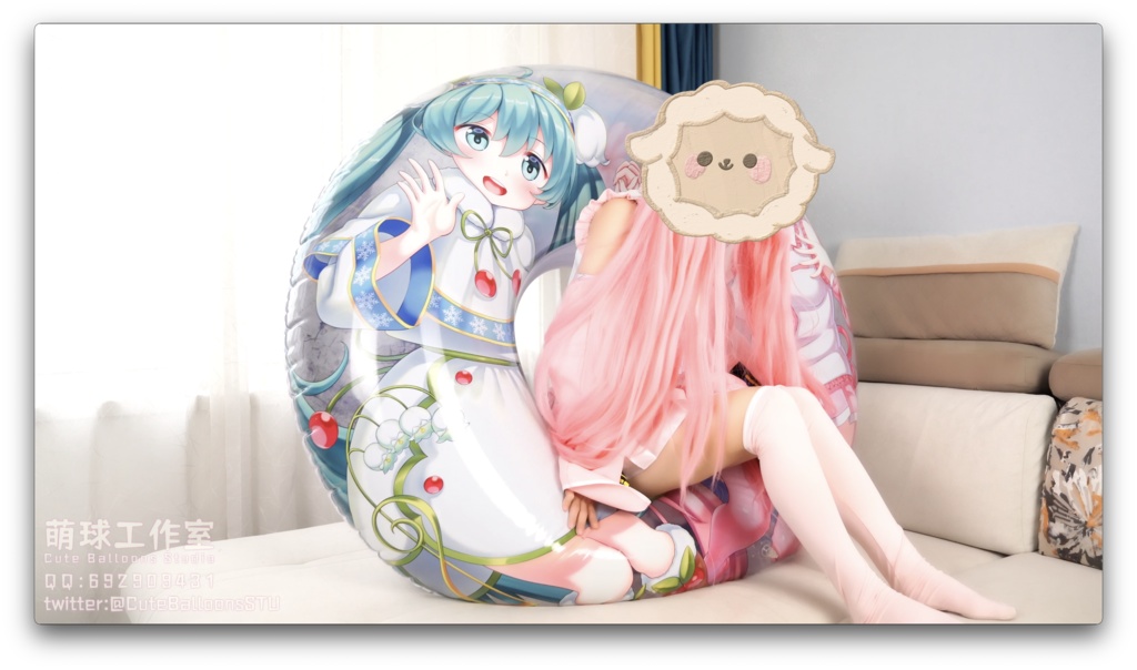 150 cm桜○ク 雪○クの浮き輪(口吹+騎乗)