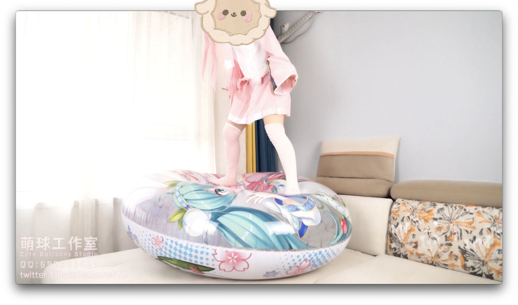 150 cm桜○ク 雪○クの浮き輪(口吹+騎乗)