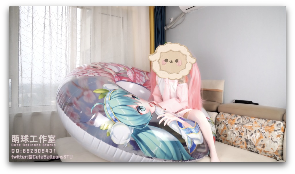 200 cm桜○ク 雪○クの浮き輪(口吹+くうきポンプ+騎乗)