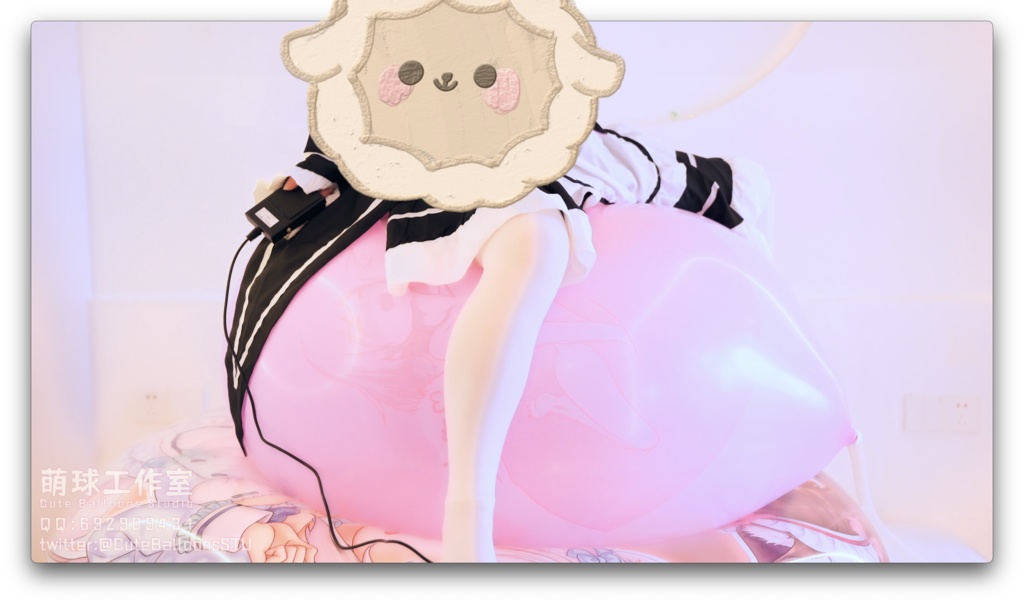 猫娘の浮き輪の上で大きな風船に極限まで空気を入れて、最後に破裂しました(72分超長時間)