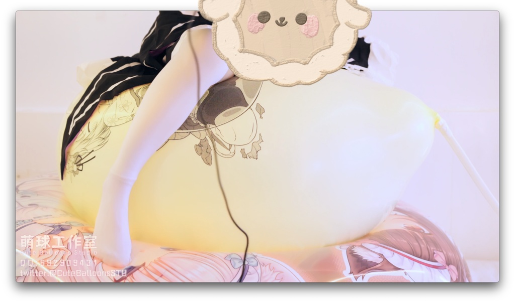 猫娘の浮き輪の上で大きな風船に極限まで空気を入れて、最後に破裂しました(72分超長時間)