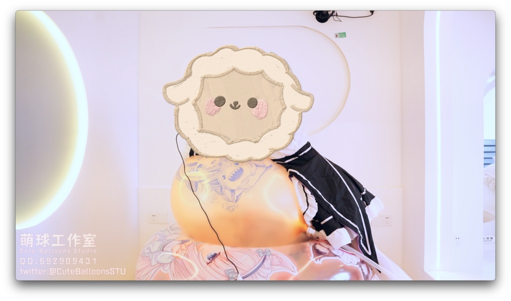 猫娘の浮き輪の上で大きな風船に極限まで空気を入れて、最後に破裂しました(72分超長時間)