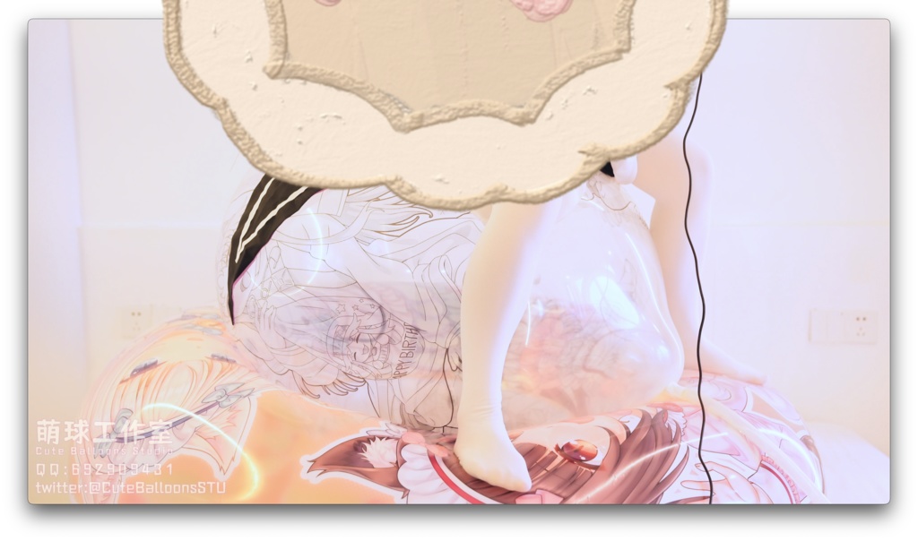 猫娘の浮き輪の上で大きな風船に極限まで空気を入れて、最後に破裂しました(72分超長時間)