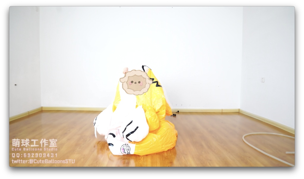 サメが空気入りおもちゃの犬を破った