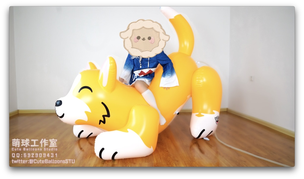 サメが空気入りおもちゃの犬を破った