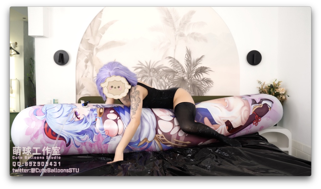 水着の粘液が甘雨抱き枕を破った