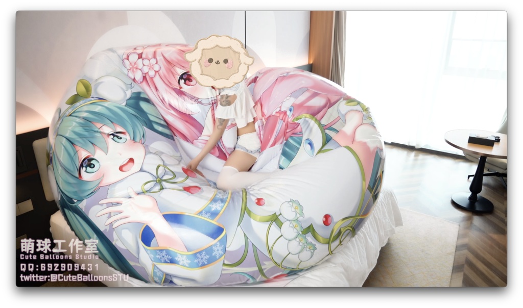 水着で300 cm初音泳輪をプレイ(動画 1時間45分)