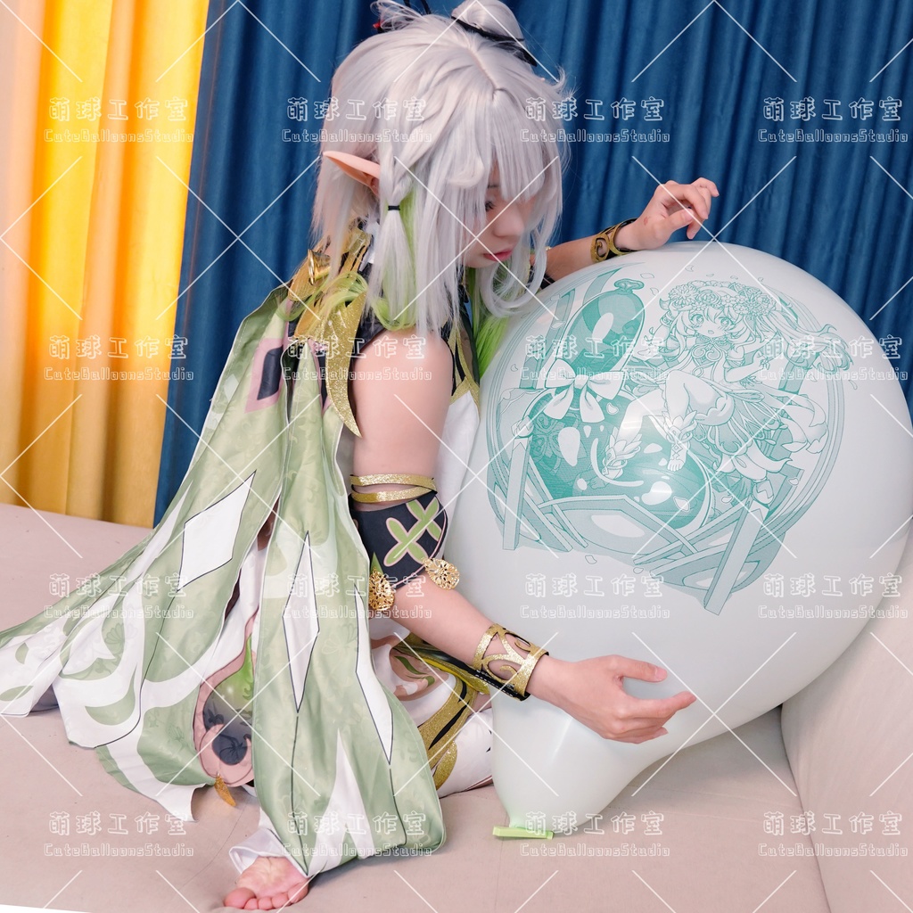 【現物】ナヒーダ花車の上で風船を踏む(濃い緑インキ、反転印刷)