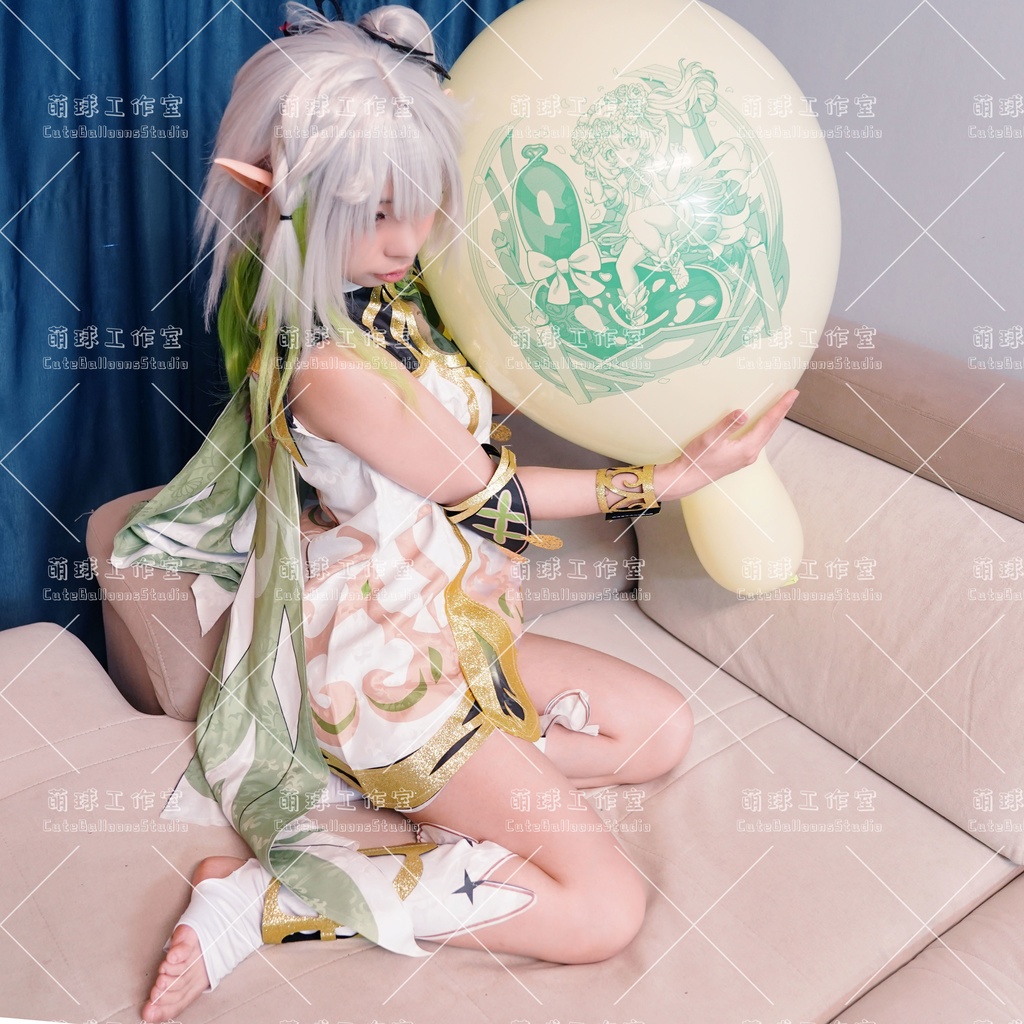 【現物】ナヒーダ花車の上で風船を踏む(濃い緑インキ、反転印刷)