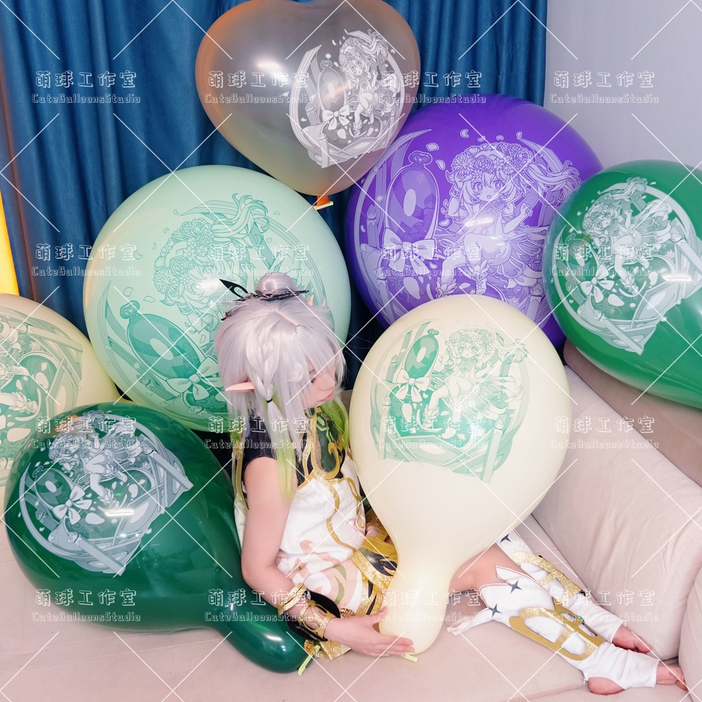 【現物】ナヒーダ花車の上で風船を踏む(白インキ、反転印刷)