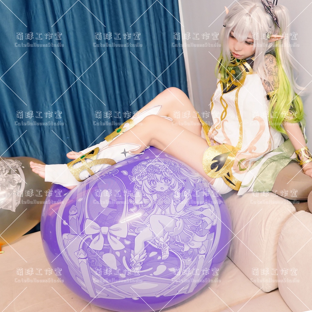 【現物】ナヒーダ花車の上で風船を踏む(白インキ、反転印刷)