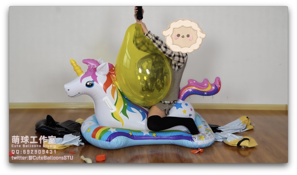 【カスタム】インフレータブルホースと小さなユニコーンの風船ポップ(動画)