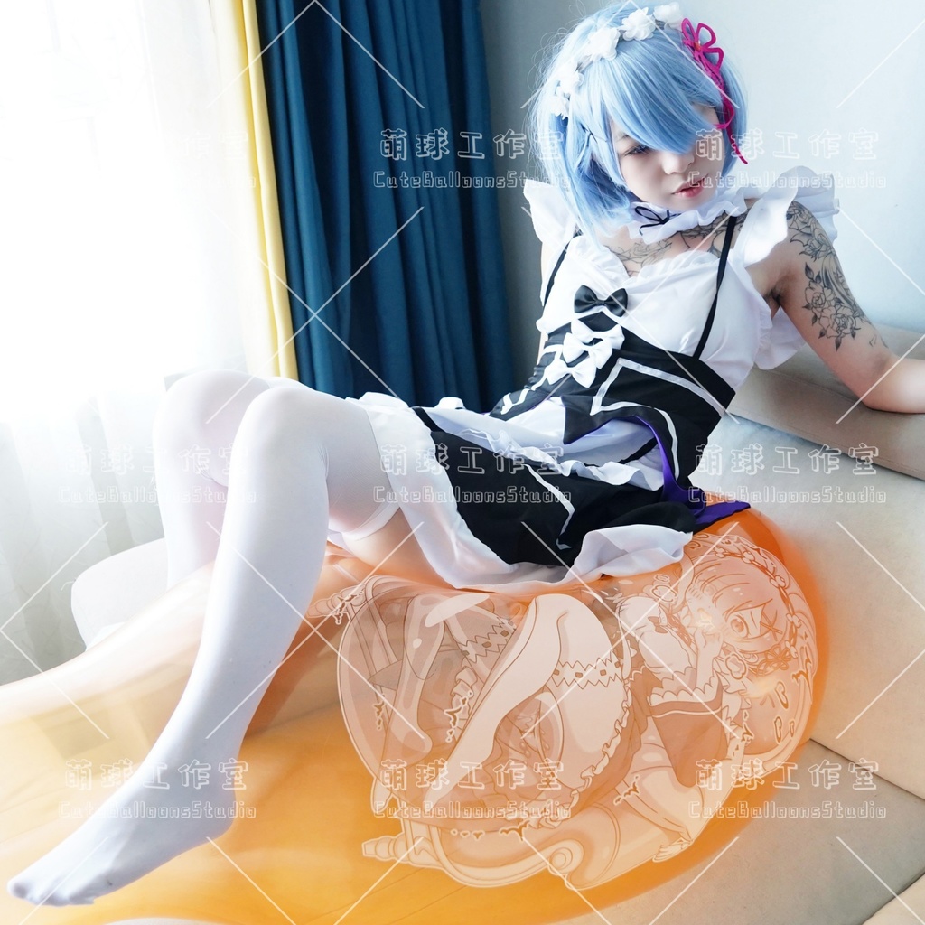 【現物】レムと風船を見つけて遊ぶ(白インキ、反転印刷)