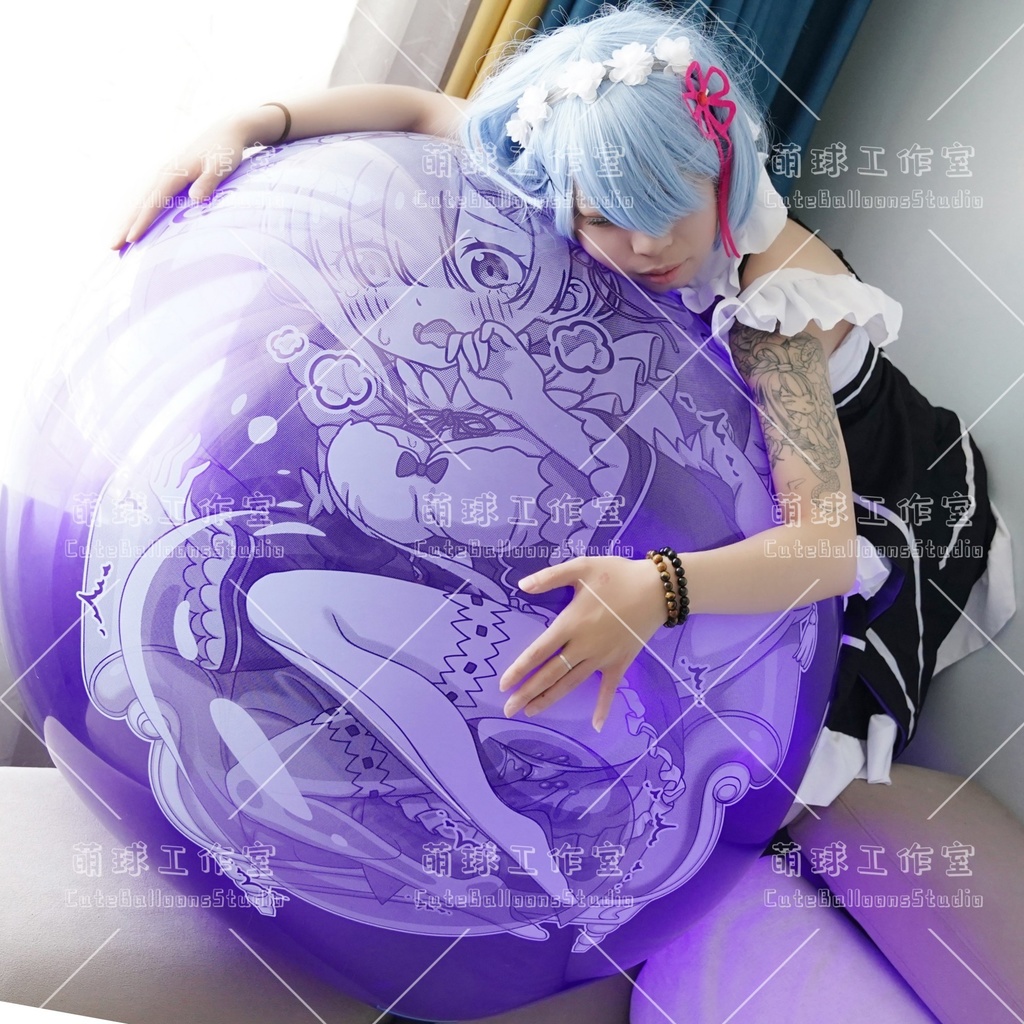 【現物】レムと風船を見つけて遊ぶ(白インキ、反転印刷)